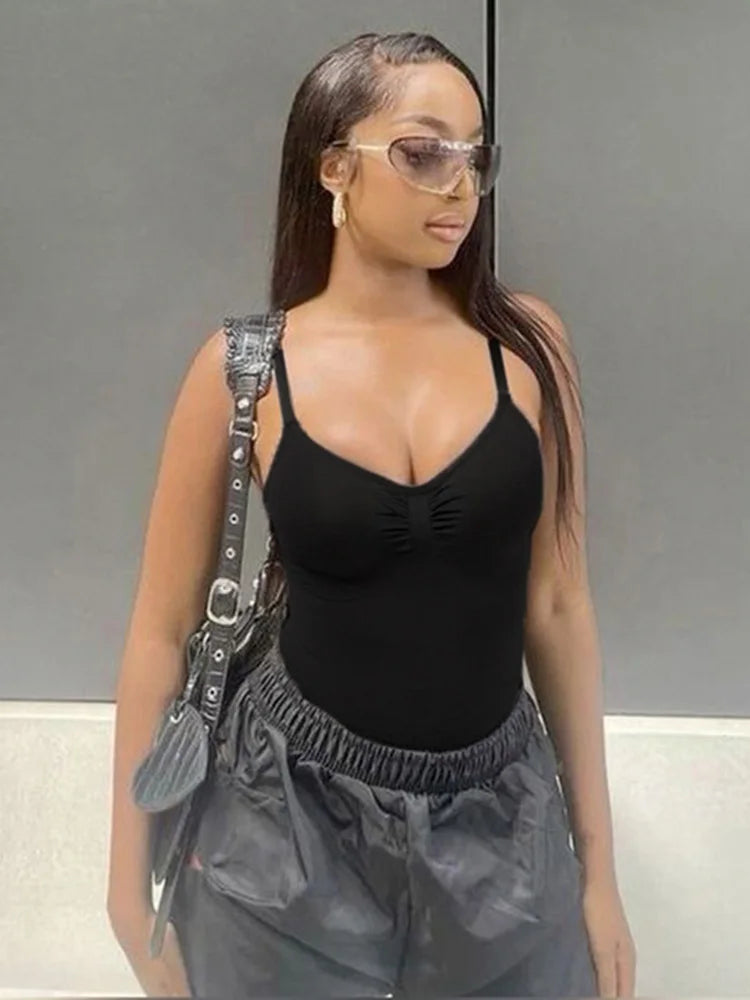 Body Feminino Sexy Franzido com Alta Elasticidade