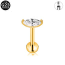 Brincos de titânio 16G G23 com zircônia cúbica