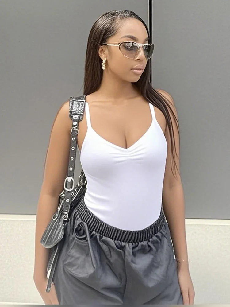 Body Feminino Sexy Franzido com Alta Elasticidade