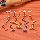 Brincos de titânio 16G G23 com zircônia cúbica