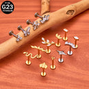 Brincos de titânio 16G G23 com zircônia cúbica