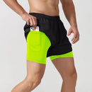 Shorts de corrida masculinos 2 em 1