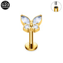 Brincos de titânio 16G G23 com zircônia cúbica