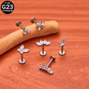 Brincos de titânio 16G G23 com zircônia cúbica