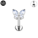 Brincos de titânio 16G G23 com zircônia cúbica