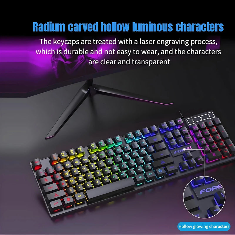 Teclado e Mouse Gamer com Luz Multicolor