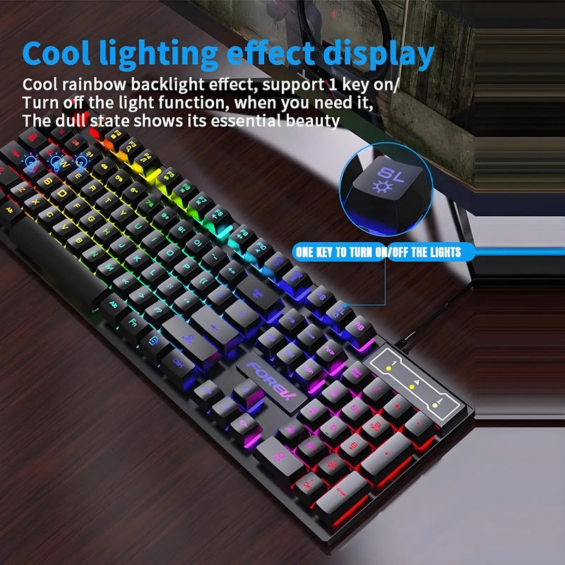 Teclado e Mouse Gamer com Luz Multicolor