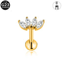 Brincos de titânio 16G G23 com zircônia cúbica